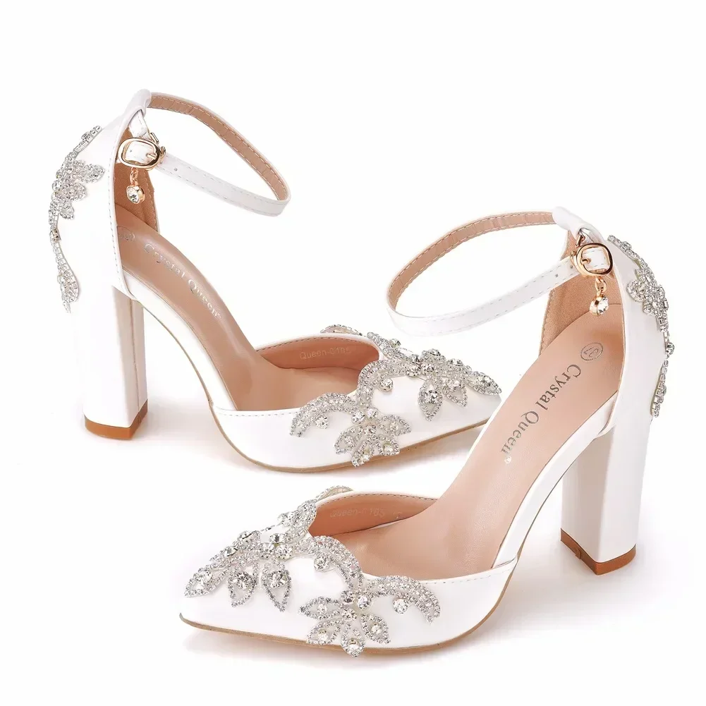 Rhinestone Sandal Women - 2026 Sapatos de Salto Grosso com