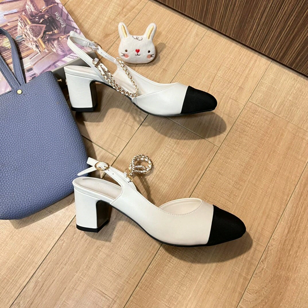 Women Shoes Sandals - Sapatos Femininos Slingback Bicolor Preto e