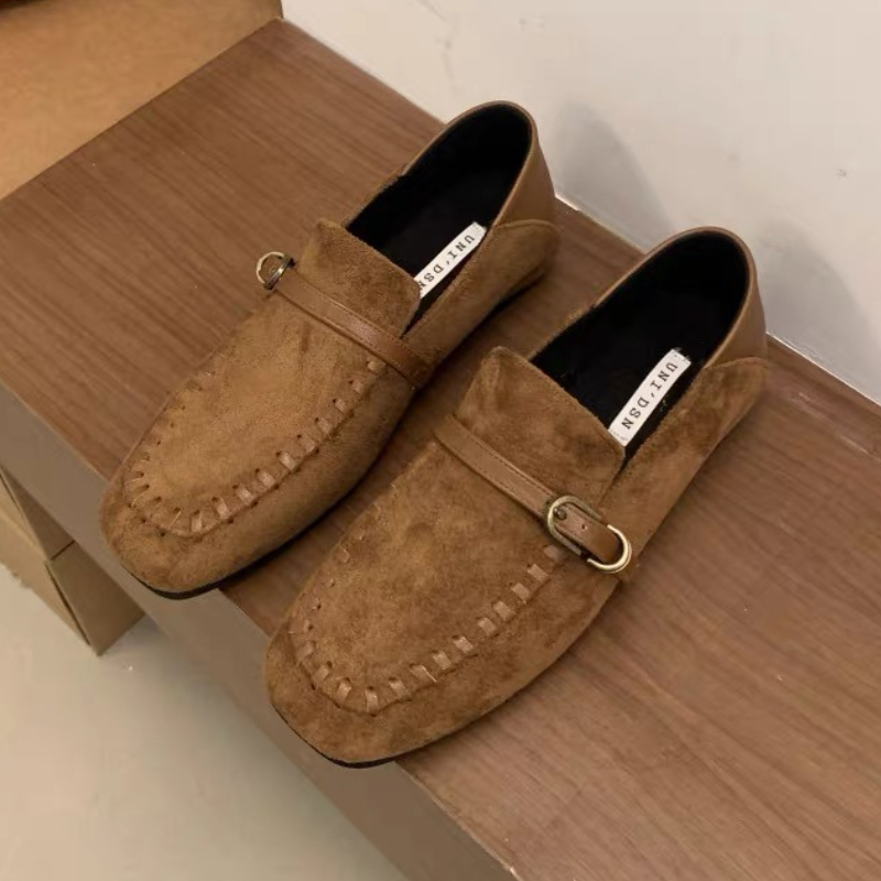 Loafer Flat Women - Elegante camurça dedo do pé quadrado