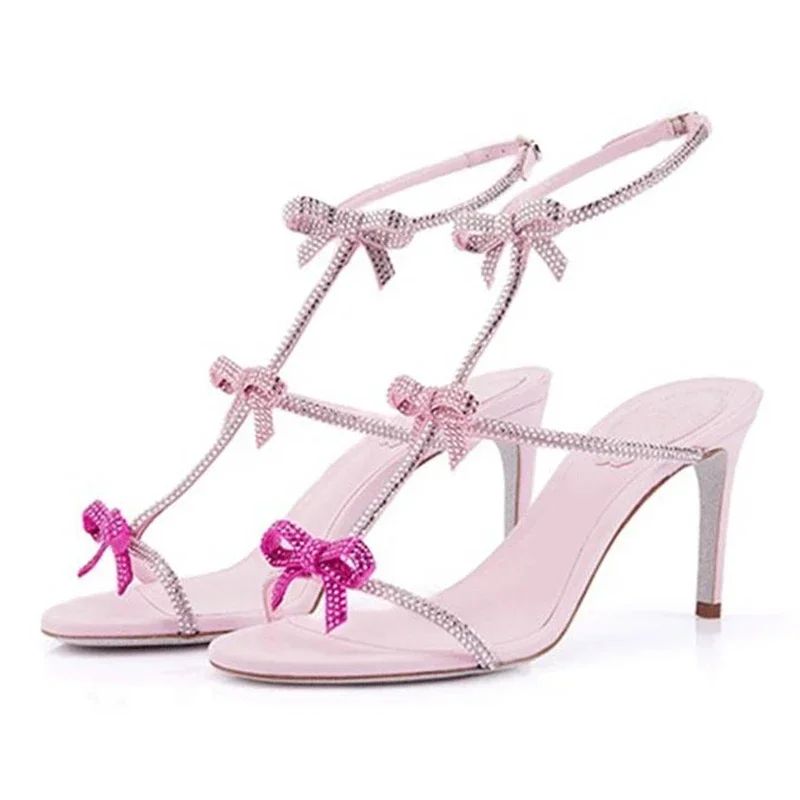 Rhinestone Sandal Women - Aneikeh elegante seda strass decoração sandálias