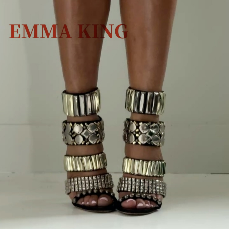 Preto embelezado tornozelo cin - Rhinestone Sandal Women avaliação e preço