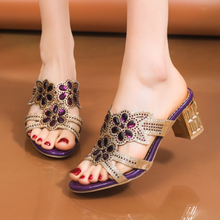 Novas Sandálias Femininas 2026 - Rhinestone Sandal Women avaliação e preço