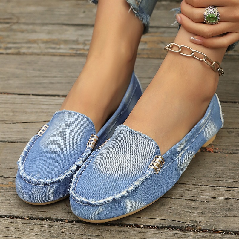 Mocassins de Denim Azul Claro  - Loafer Flat Women avaliação e preço